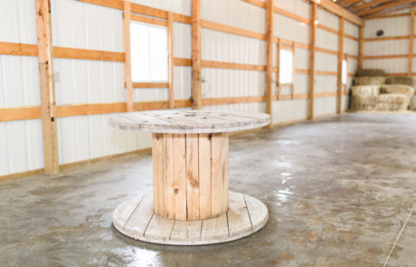 Use our Rustic Spool Tables